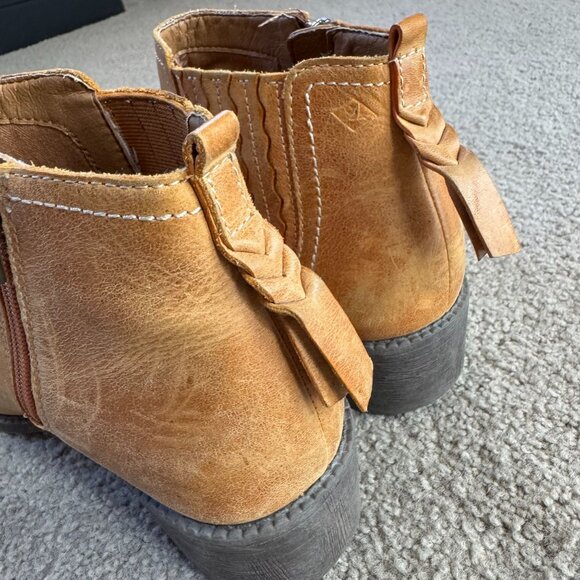 Sperry Top Sider Tan Leather Ankle Boots Women 7.5M Zipper Tassel Western Cowboy - Picture 4 of 7